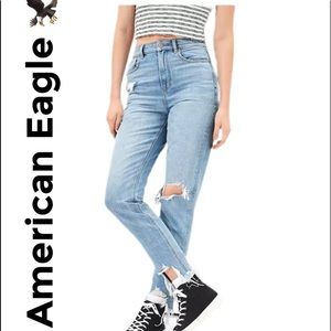 American Eagle High-Rise Destroyed Mom Jeans, Size 4R. Like new!